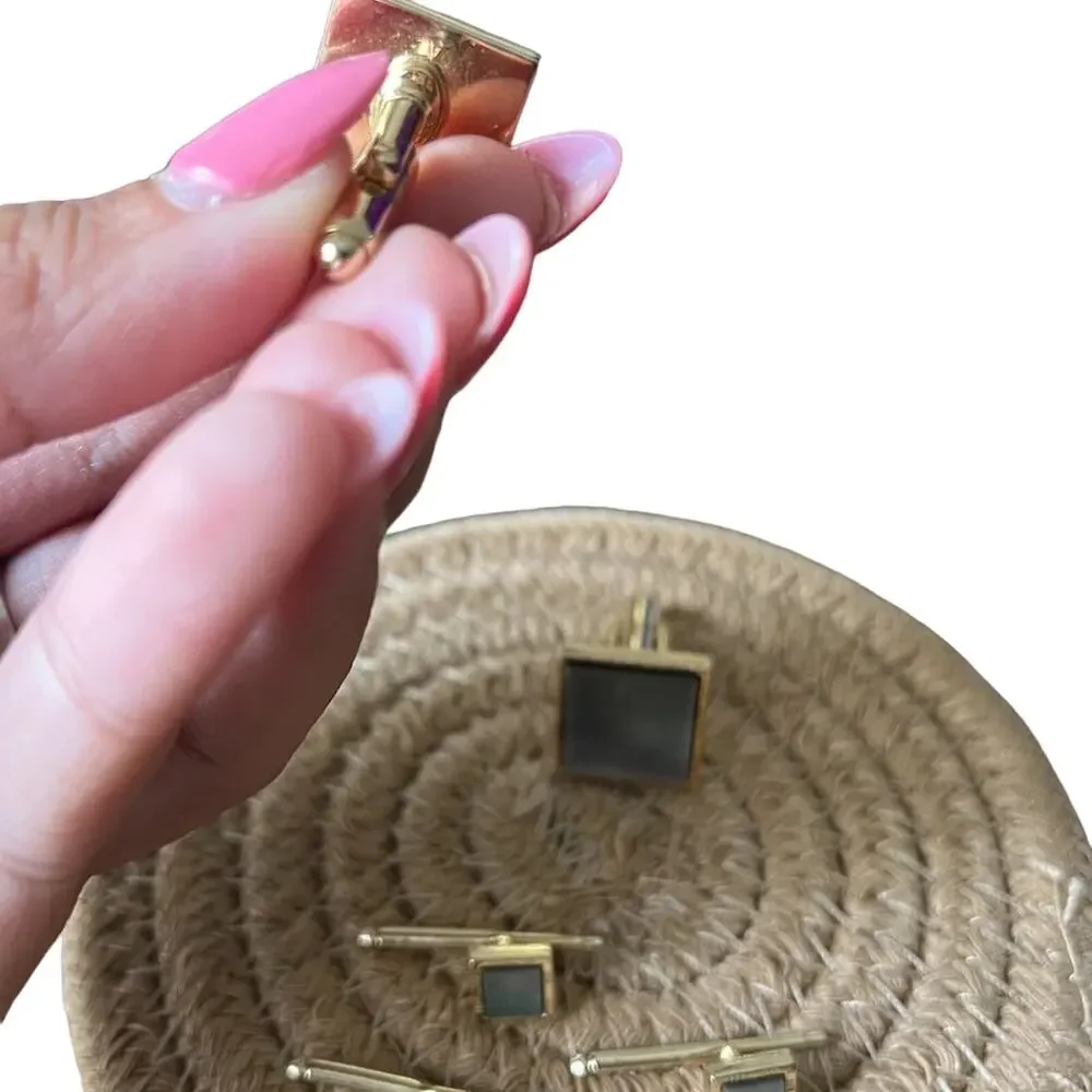 gold and pearl cuff links set